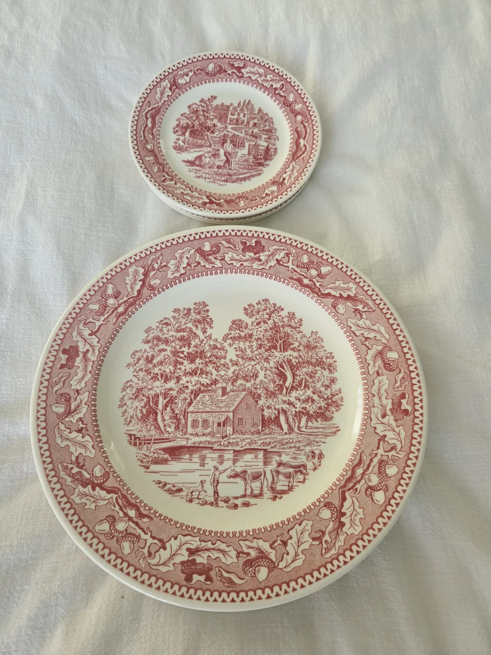 8 Vintage Memory Lane, Made In USA, Pink and White Dishes